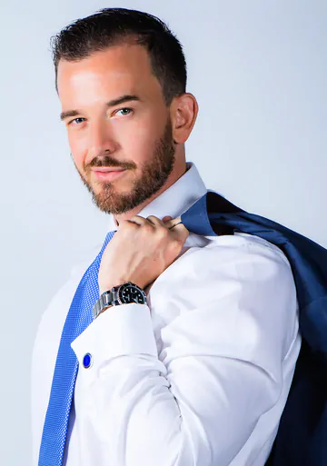 Men in blue suits having sex