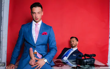 Men in blue suits having sex