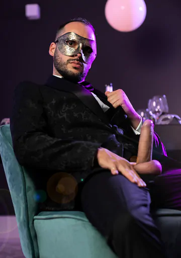 Masquerade ball men having sex