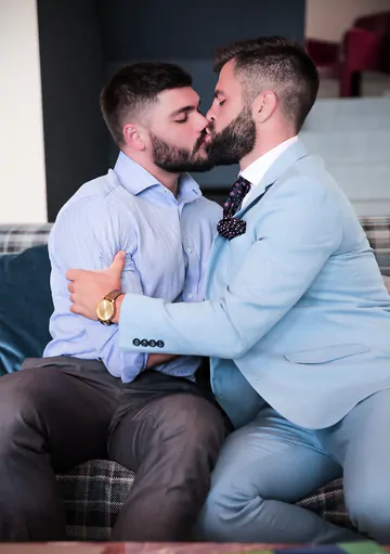 Visually similar men having sex