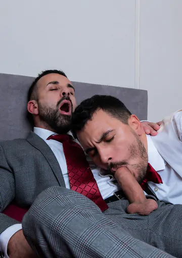 Guys in a hotel room having sex