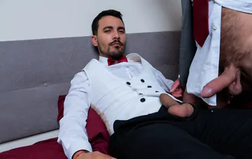 Guys in a hotel room having sex