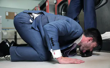 Gays fucking in the laundry