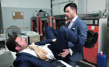 Gays fucking in the laundry