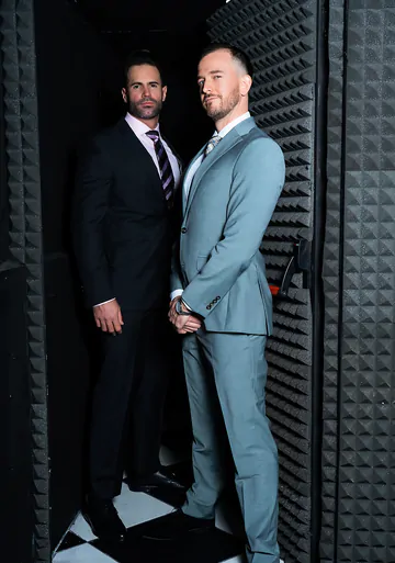 Men in a bar having sex