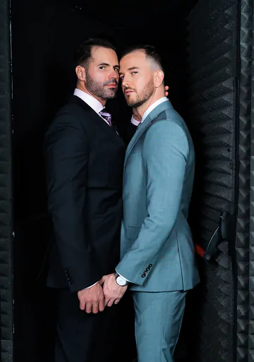 Men in a bar having sex