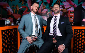 Men in a bar having sex