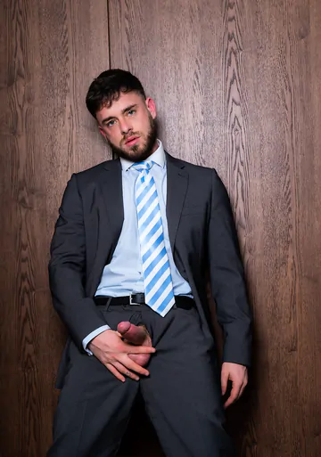 Serious looking man fucking ass