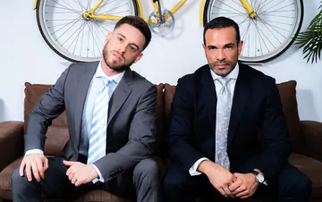 Serious looking man fucking ass