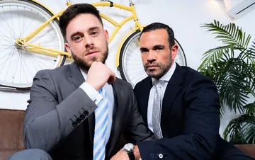 Serious looking man fucking ass