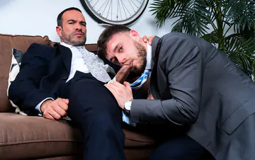 Serious looking man fucking ass