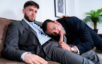 Serious looking man fucking ass