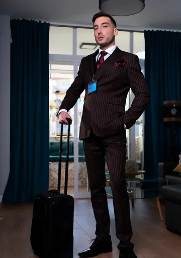 Guys in brown suits having sex