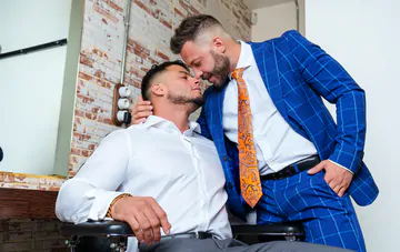 Man in a blue suit gets fucked