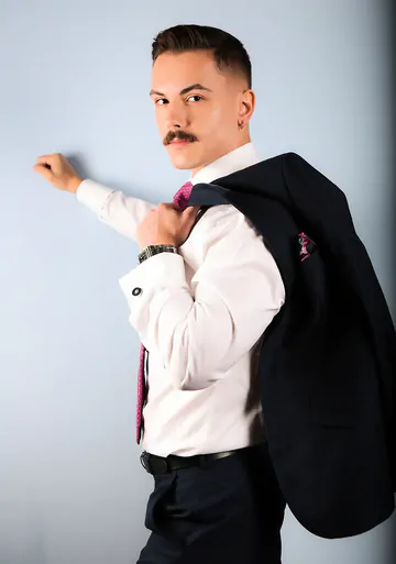 Three guys in suits having sex