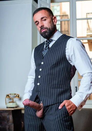 Men in suits having kinky sex