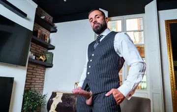 Men in suits having kinky sex