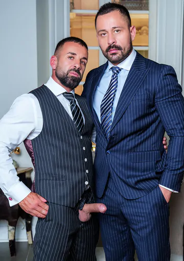 Men in suits having kinky sex