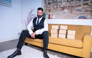 Men fucking on a yellow sofa