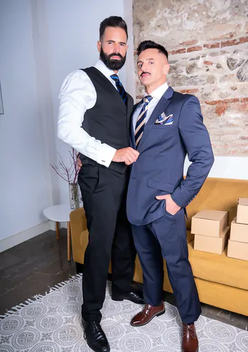 Men fucking on a yellow sofa