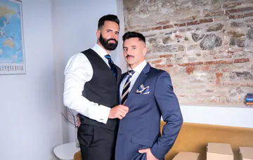 Men fucking on a yellow sofa