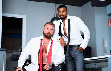 Bearded hunk getting black dick