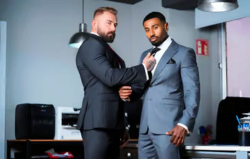 Bearded hunk getting black dick