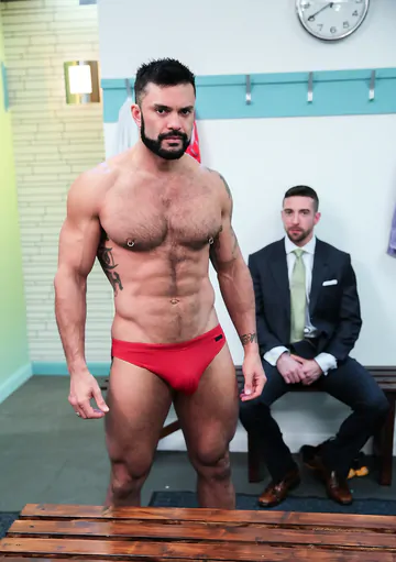 Men in a locker room fucking