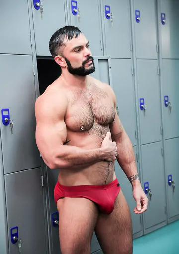 Men in a locker room fucking