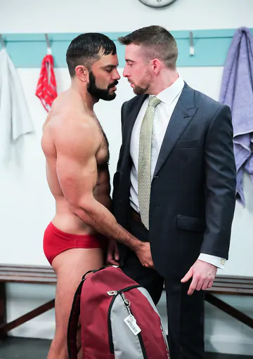 Men in a locker room fucking