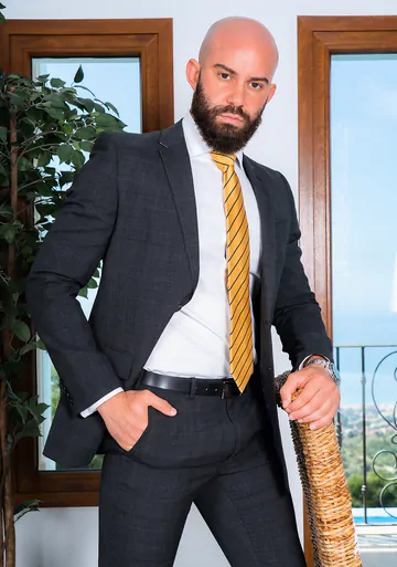 Bald man with a beard fucking