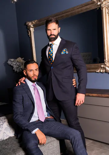 Clothed man fucking in the shower