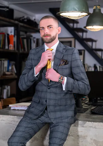 Men in suits having a foursome