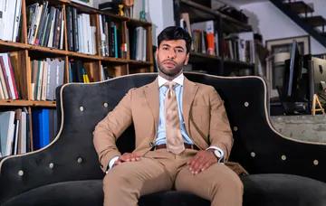 Men in suits having a foursome