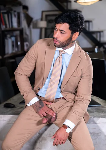 Men in suits having a foursome