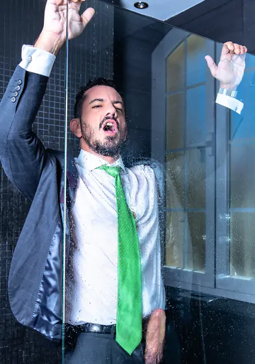 Men in suits fucking and cumming