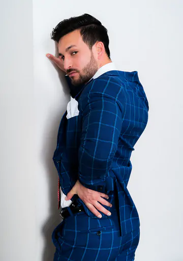 Men in suits having a threesome