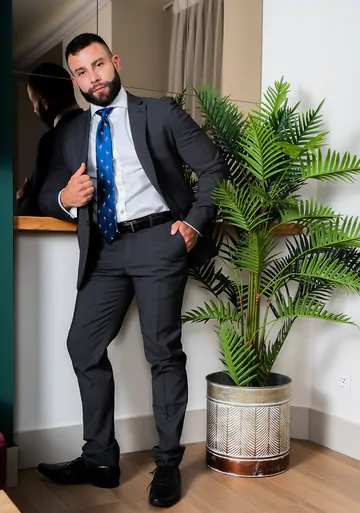 Men in suits having a threesome