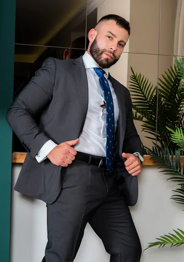 Men in suits having a threesome