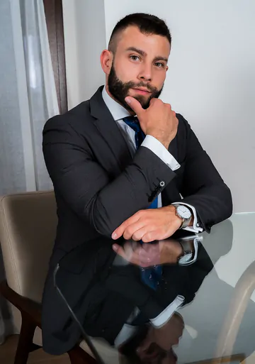 Men in suits having a threesome