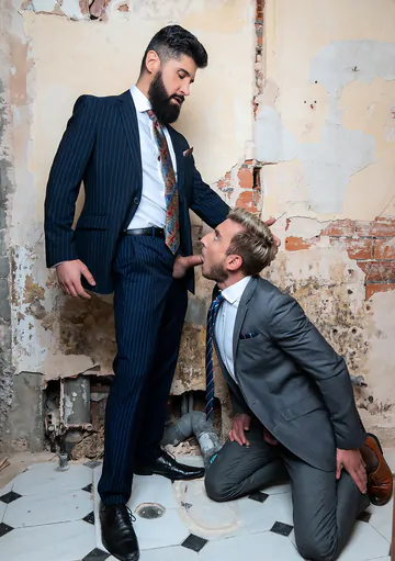 Guys in suits having gay sex