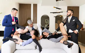 Porn stars having a fivesome