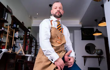 Men having sex in the barber shop