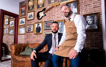 Men having sex in the barber shop