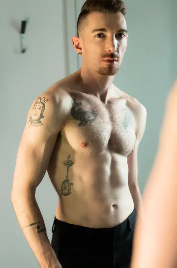 Hot guy with a shaved cock