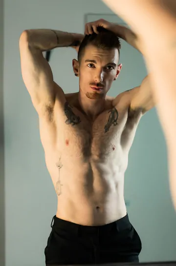 Hot guy with a shaved cock