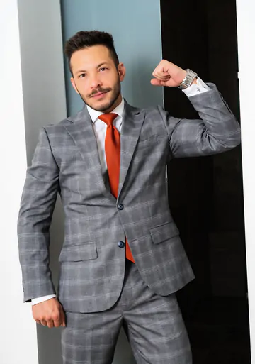 Clothed guys fucking in the shower