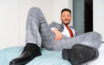 Clothed guys fucking in the shower