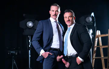 Men in a TV studio fucking