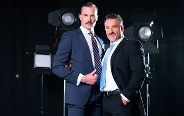 Men in a TV studio fucking